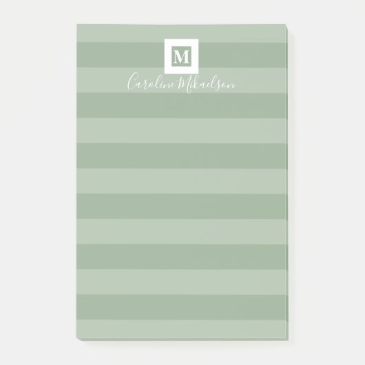 Modern Sage Green Monogram Post-it® Notes (Voorkant)