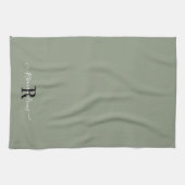 Modern Sage Green Monogram Script Initiaal Naam Theedoek (Horizontaal)