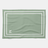 Modern Sage Green Monogram Theedoek (Horizontaal)