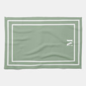 Modern Sage Green Monogram Theedoek (Horizontaal)