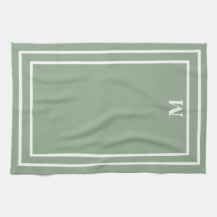 Modern Sage Green Monogram Theedoek