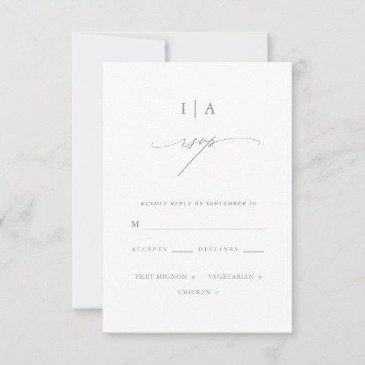 Modern Sage Green Monogram Wedding Rsvp (Voorkant)