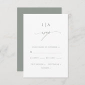 Modern Sage Green Monogram Wedding Rsvp (Voorkant / Achterkant)