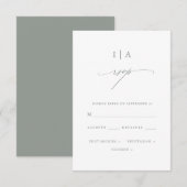 Modern Sage Green Monogram Wedding Rsvp Kaartje (Voorkant / Achterkant)