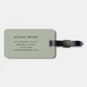 Modern Sage Green Monogrammed Bagagelabel (Achterkant horizontaal)