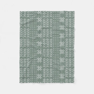 Modern Sage Green Mud cloth African Pattern Fleece Deken