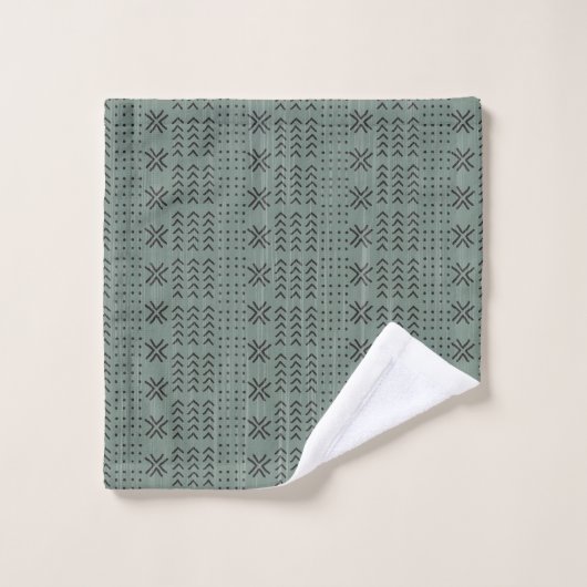 Modern Sage Green Mudcloth African Pattern Bad Handdoek (Wasdoekje)