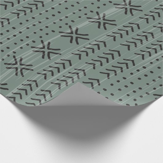Modern Sage Green Mudcloth African Pattern Cadeaupapier (Hoek)