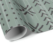 Modern Sage Green Mudcloth African Pattern Cadeaupapier (Rol Hoek)