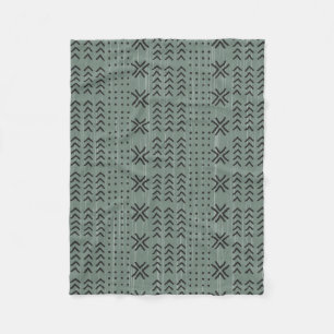 Modern Sage Green Mudcloth African Pattern Fleece Deken
