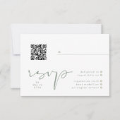 Modern Sage Green Neutral White Elegant QR Wedding RSVP Kaartje (Voorkant)