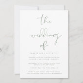 Modern Sage Green Neutral White Wedding Kaart (Voorkant)