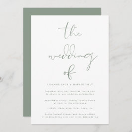 Modern Sage Green Neutral White Wedding Kaart