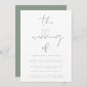 Modern Sage Green Neutral White Wedding Kaart