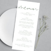 Modern Sage Green Neutral White Wedding Menu