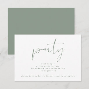 Modern Sage Green Neutral White Wedding Reception Kaart