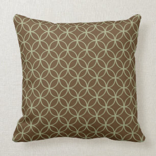 Modern Sage Green on Chocolate Brown Circles Kussen