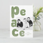 Modern Sage Green PEACE Photo Feestdagenkaart (Staand voorkant)