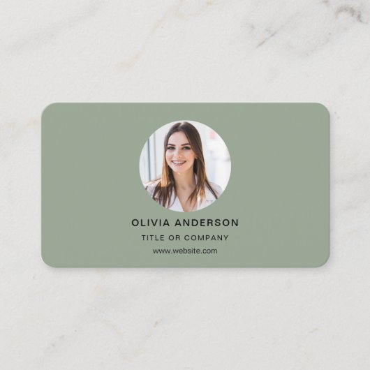 Modern Sage Green Personal Brand QR Code Visitekaartje (Voorkant)