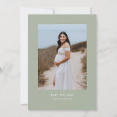 Modern Sage Green Photo Baby shower Kaart (Achterkant)