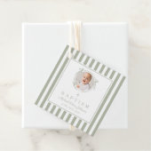 Modern Sage Green Photo Thank You Baptism Bedankjes Labels (In situ)