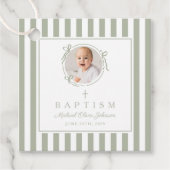 Modern Sage Green Photo Thank You Baptism Bedankjes Labels (Voorkant)