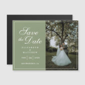 Modern Sage Green Photo Wedding Save the Date (Voorkant / Achterkant)