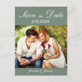 Modern Sage Green Photo Wedding Save the Date Aankondigingskaart (Voorkant)