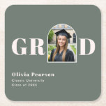Modern Sage Green & Pink Arch Photo Graduation Kartonnen Onderzetters<br><div class="desc">These custom paper coasters are perfect for graduation open houses, brunch celebrations, or evening receptions. Featuring a trendy sage green and blush pink background, and a unique arch-shaped photo frame within the "GRAD" typography, these coasters make a stylish addition to your big day. Simply upload a favorite photo, and enter...</div>