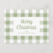 Modern Sage Green Plaid Vrolijk kerstfeest Briefkaart (Voorkant)