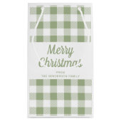 Modern Sage Green Plaid Vrolijk kerstfeest Klein Cadeauzakje (Achterkant)