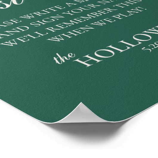 Modern Sage Green Playing Card Wedding Guest Book Poster (Hoek)