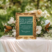 Modern Sage Green Playing Card Wedding Guest Book Poster