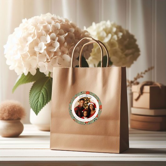 Modern Sage Green Poinsettia Botanical Christmas Ronde Sticker