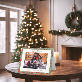 Modern Sage Green Poinsettia Foto Kerst Kaart