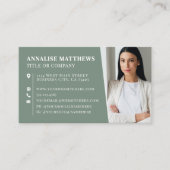 Modern Sage Green Professional Photo Visitekaartje (Voorkant)