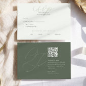 Modern Sage Green QR Code Initialen bruiloft RSVP Kaartje