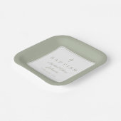 Modern Sage Green Religious Cross Boy Baptism Papieren Bordje (Gebogen)