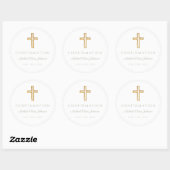 Modern Sage Green Religious Cross Boy Confirmation Ronde Sticker (Vel)
