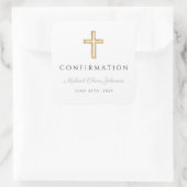 Modern Sage Green Religious Cross Boy Confirmation Vierkante Sticker (Tas)