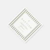 Modern Sage Green Religius Cross Boy Baptism Servet (Hoek)