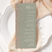 Modern Sage Green Roos Gold Glitter Edge Wedding Menu