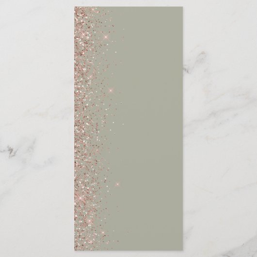 Modern Sage Green Roos Gold Glitter Edge Wedding Menu (Achterkant)