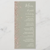 Modern Sage Green Roos Gold Glitter Edge Wedding Menu (Voorkant)