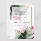 Modern Sage Green Roze Waterverf Abstract (Voorkant)