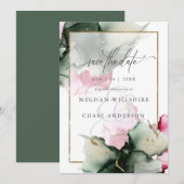 Modern Sage Green Roze Waterverf Abstract (Voorkant / Achterkant)