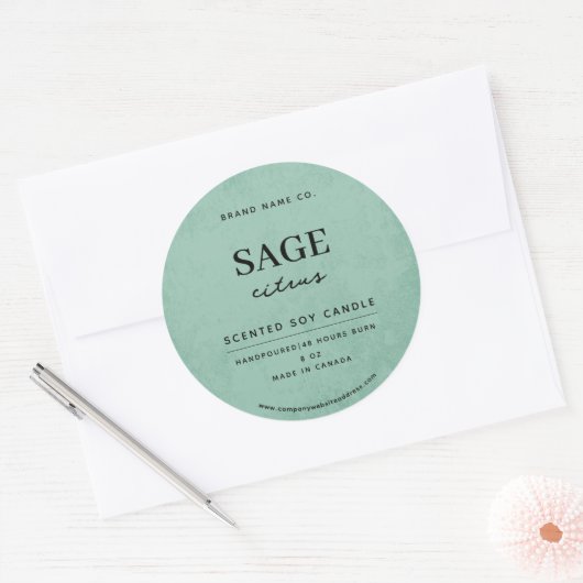 Modern Sage Green Rustic Ronde Sticker (Envelop)