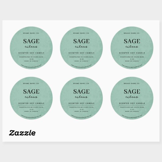 Modern Sage Green Rustic Ronde Sticker (Vel)