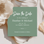 Modern Sage Green Save the Date QR Wedding Kaart