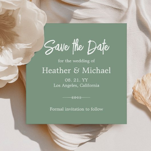 Modern Sage Green Save the Date QR Wedding Kaart